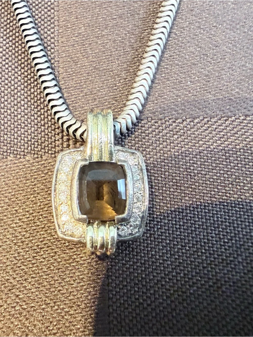 LAGOS Caviar Diamond & Smoky. Topaz 18K & Sterling Silver Pendant Necklace - 16